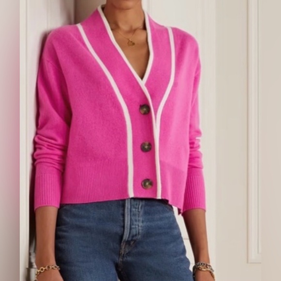 VERONICA BEARD Trisa Cashmere Cardigan Hot Pink Button Down Size Small - Picture 2 of 8